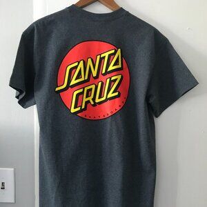 NEW Santa Cruz Skateboards Classic Dot Gray T-Shirt Men's Medium Double Sided